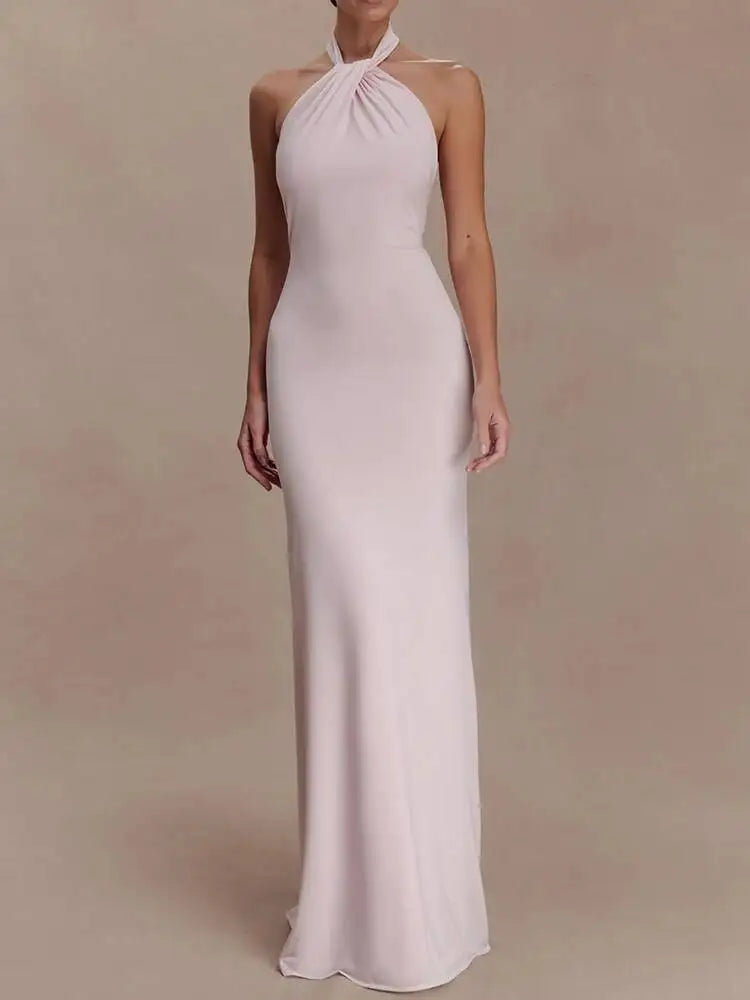 Hanging Neck Sleeveless Waist Slimming Dresses