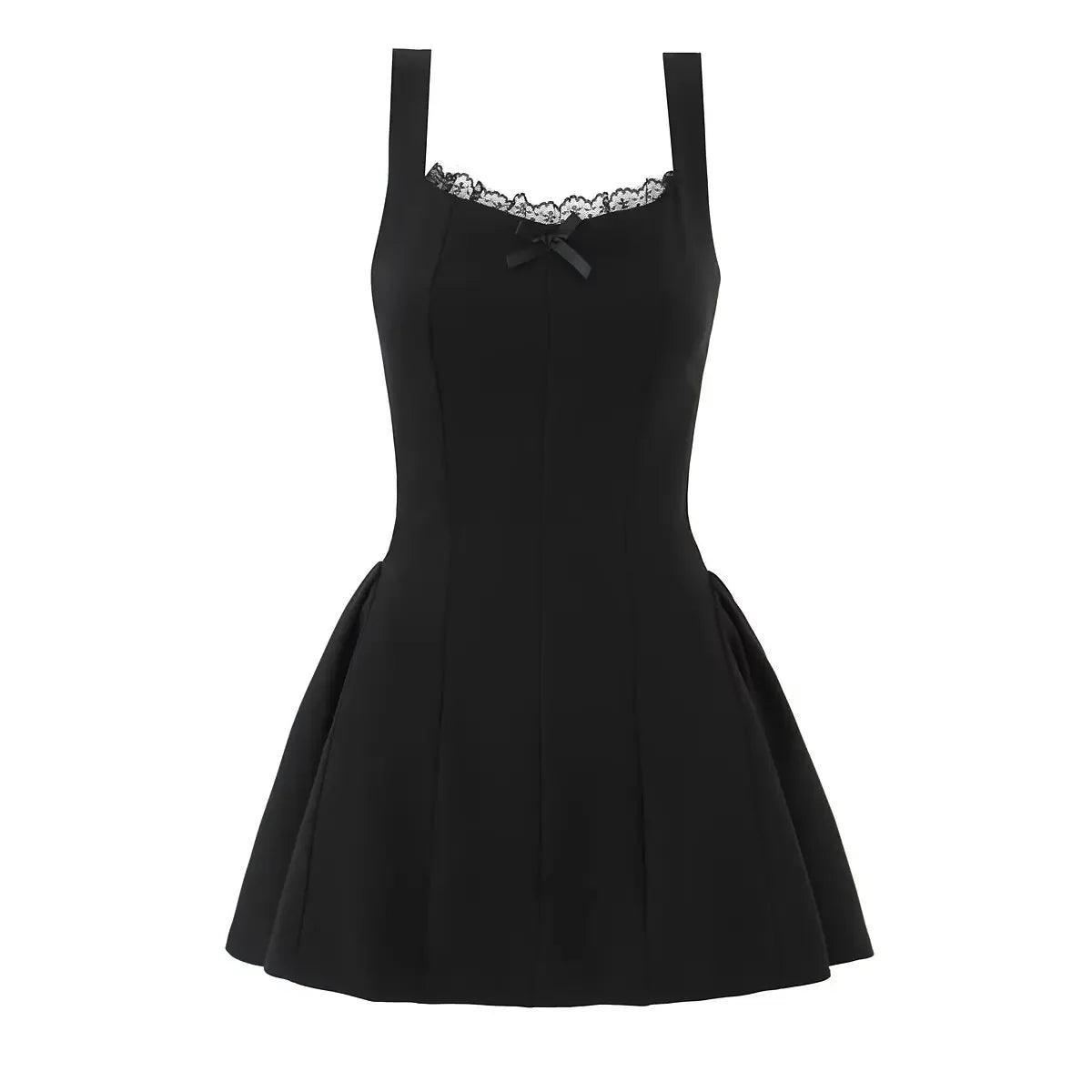 Sexy Girls French Style Lace Trim Black White Elegant Mini Dresses