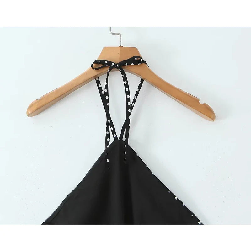 Sexy Backless Halter Polka Dot Dresses For Summer Holiday Pencil Dresses