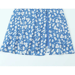 Sexy Hem Slit Blue Floral Print Tank Dresses