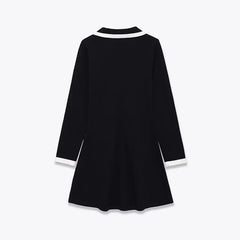 Spring Lapel Collar Long Sleeve A-line Soft Short Dresses
