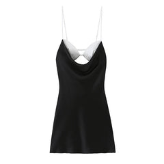Black Satin Sling Dresses