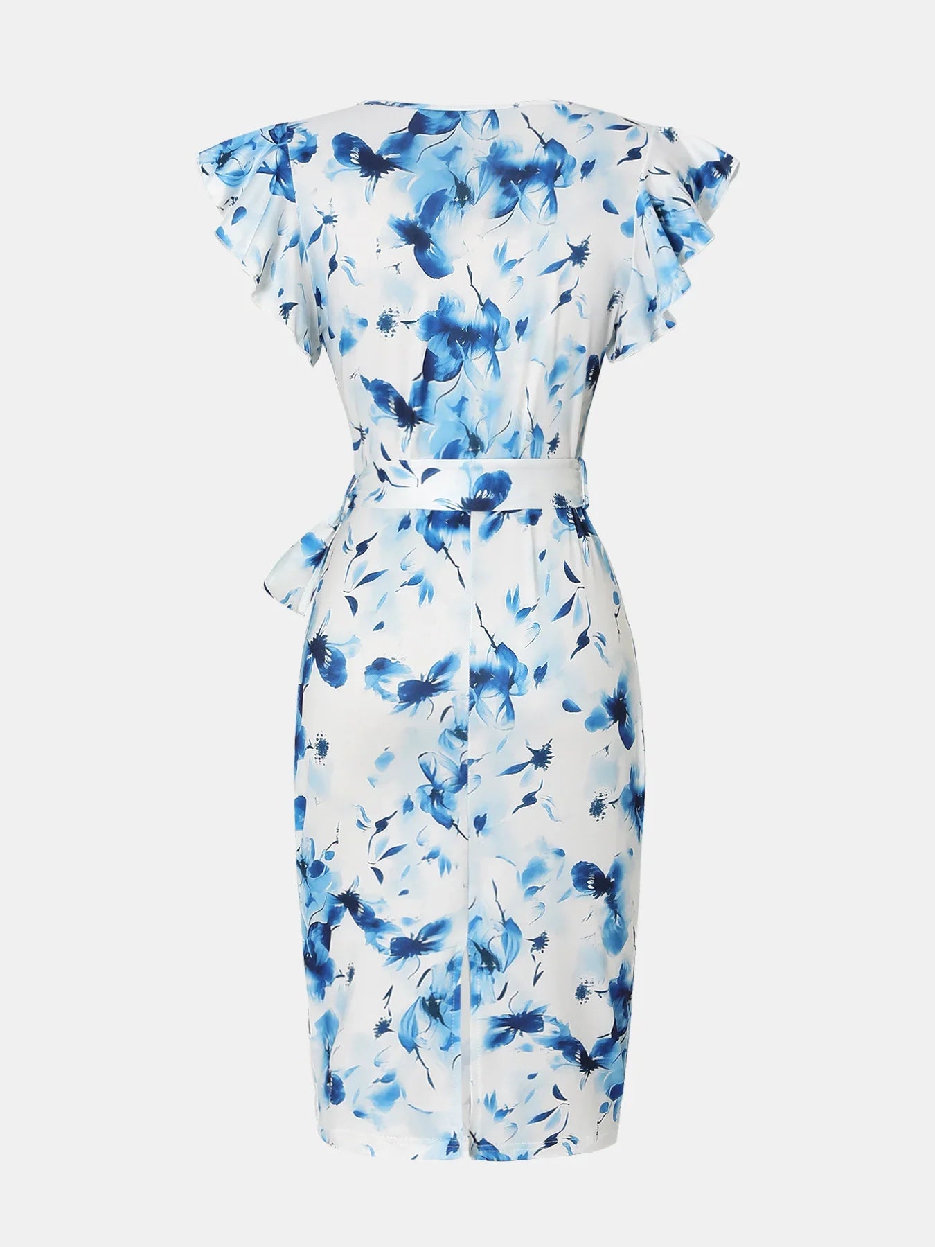 Summer Blue Floral Print Maxi Dress, Elegant Vacation Style Waist Slimming A-Line Casual Party Sundress