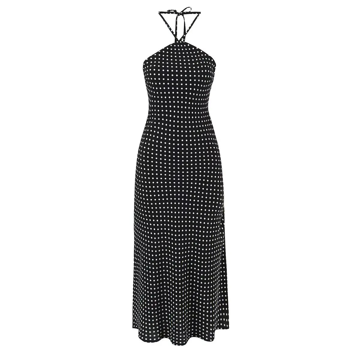 Sexy Backless Halter Polka Dot Dresses For Summer Holiday Pencil Dresses