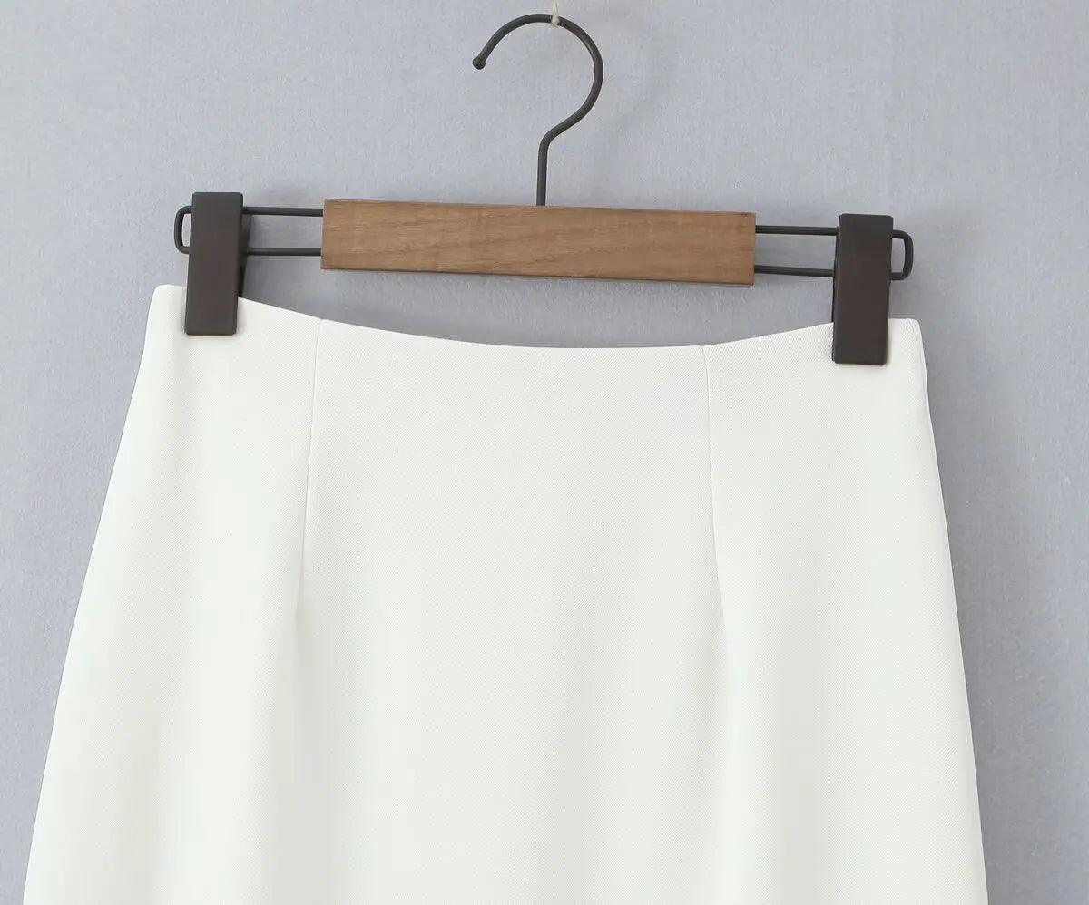 French Style Minimalist Midi Slim Fit Package Hip Skirt For Girls Spring Summer High Waist Elegant Skirts