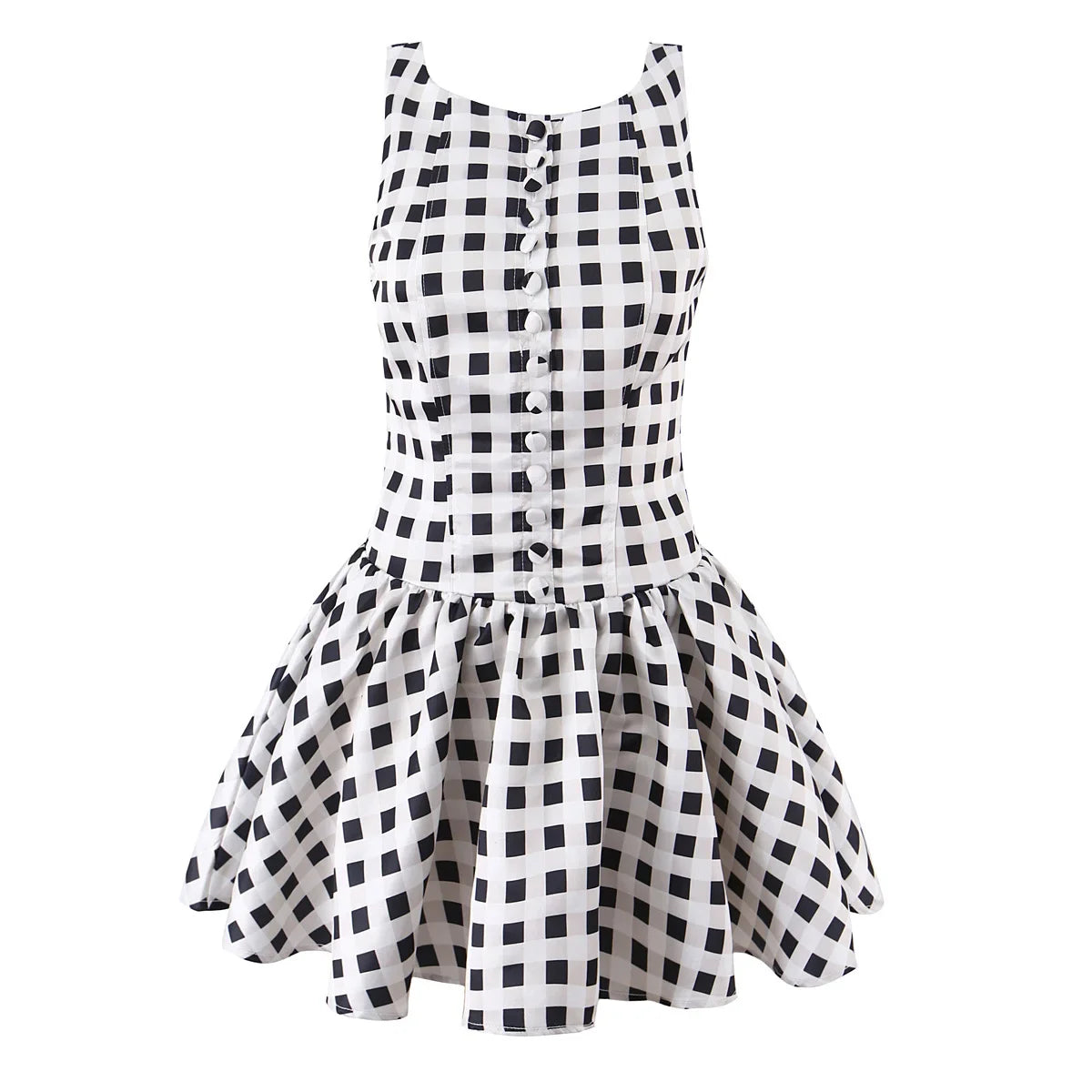 Sexy Backless Plaid Tank Dresses