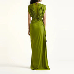 O-neck Sleeveless Split Maxi Dresses