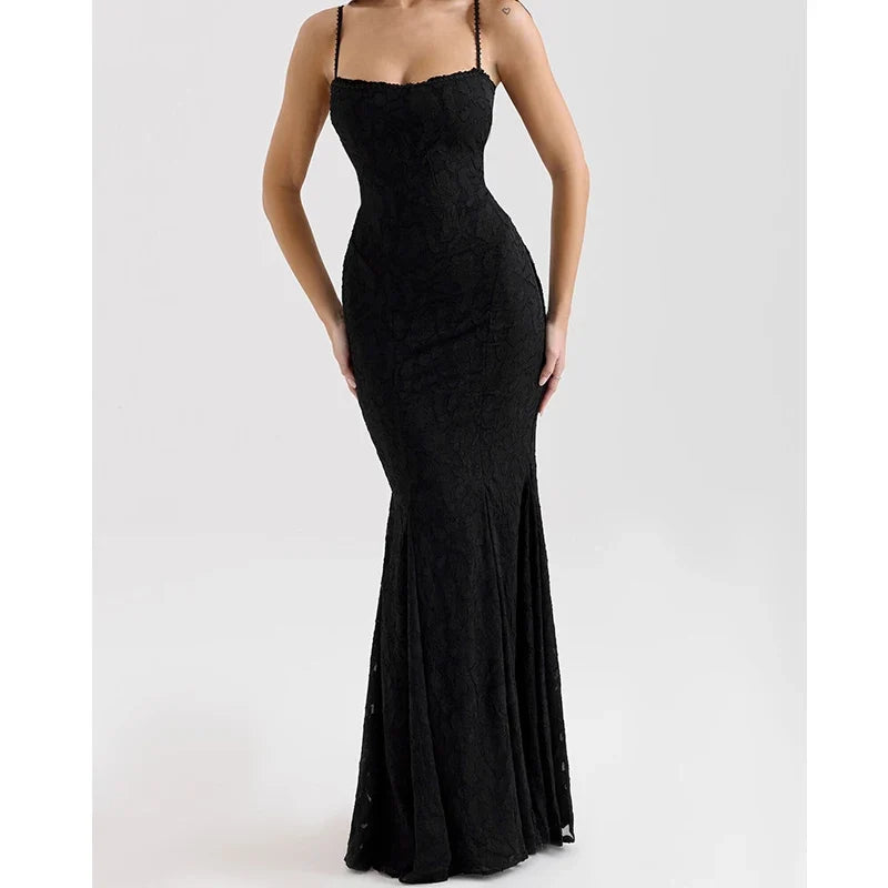 Sexy Black White Elegant Sling Fishtail Dresses