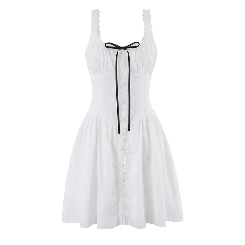 White Embroidery Mini Dresses