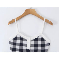 French Style Contrast Knit Sling Mini Sexy Dresses