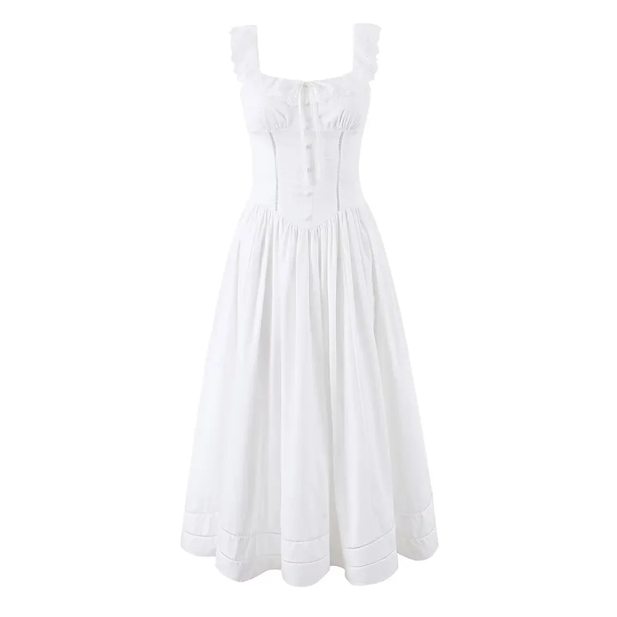 Summer White Corset Midi Dresses