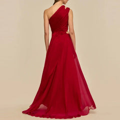 Asymmetry Slash Collar Evening Dresses