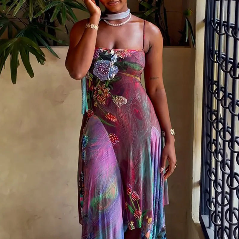Vacation Sleeveless Slim Hem Long Dresses