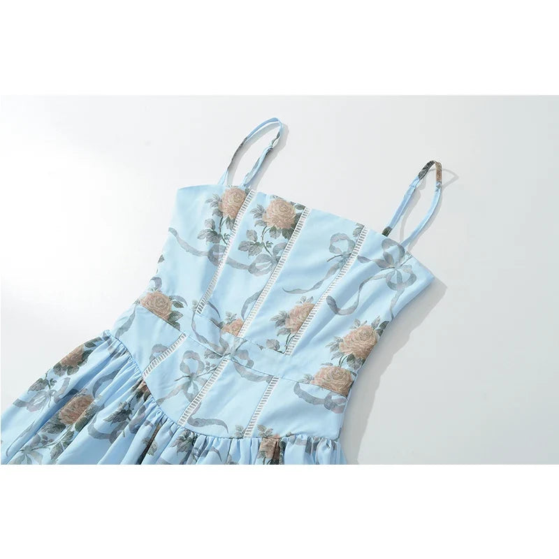 Lace Trim Floral Print Sexy Sling Dresses