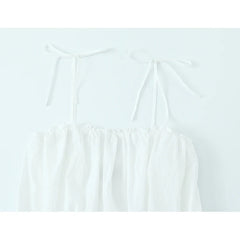 Sexy Spaghetti Straps Balloon Hem White Mini Dresses Summer Vestidos