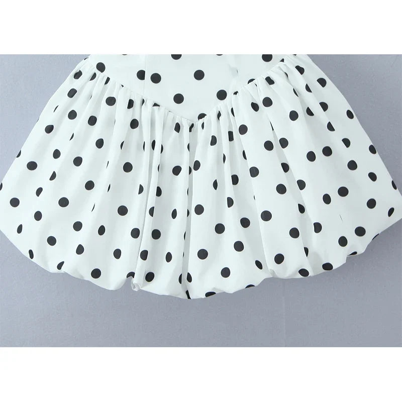 Sexy Backless Polka Dot White Halter Ball Gown Dresses