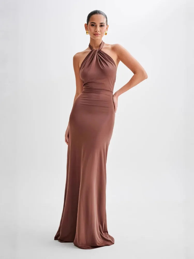 Hanging Neck Sleeveless Waist Slimming Dresses