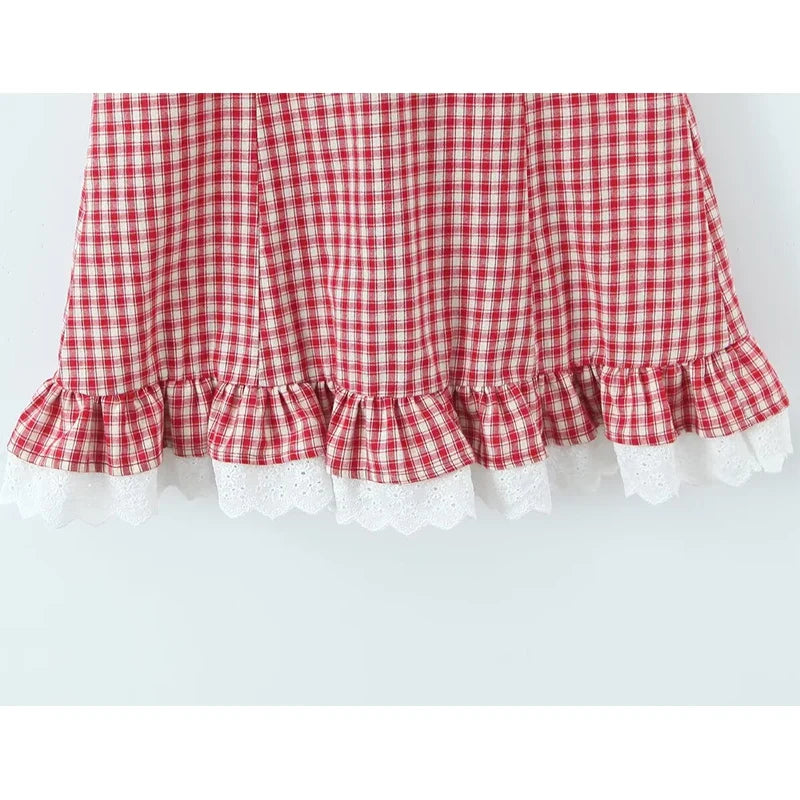 Sexy Backless Halter Mini Plaid Dresses