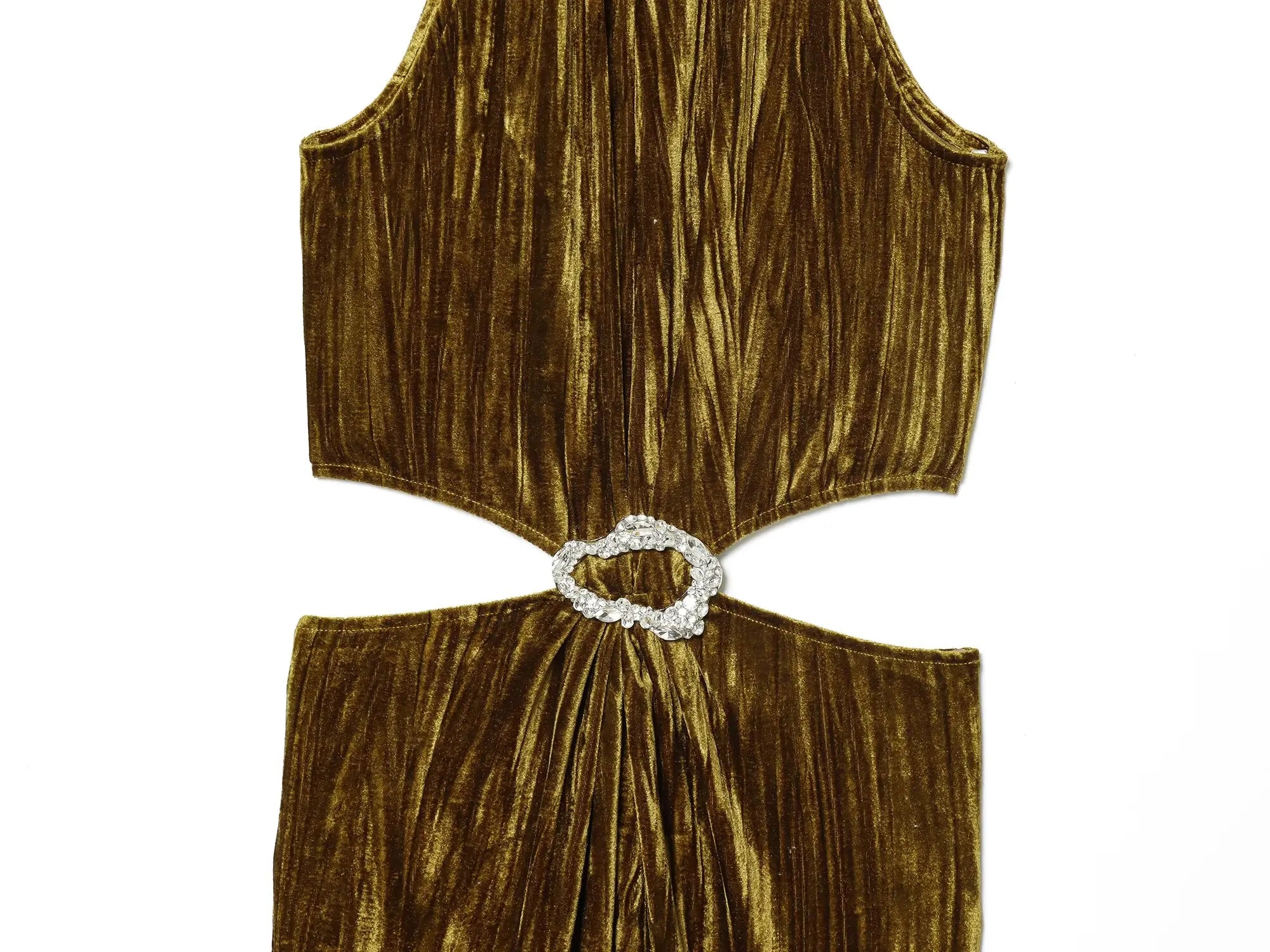 Gold Crushed Velvet Halter Maxi Dresses