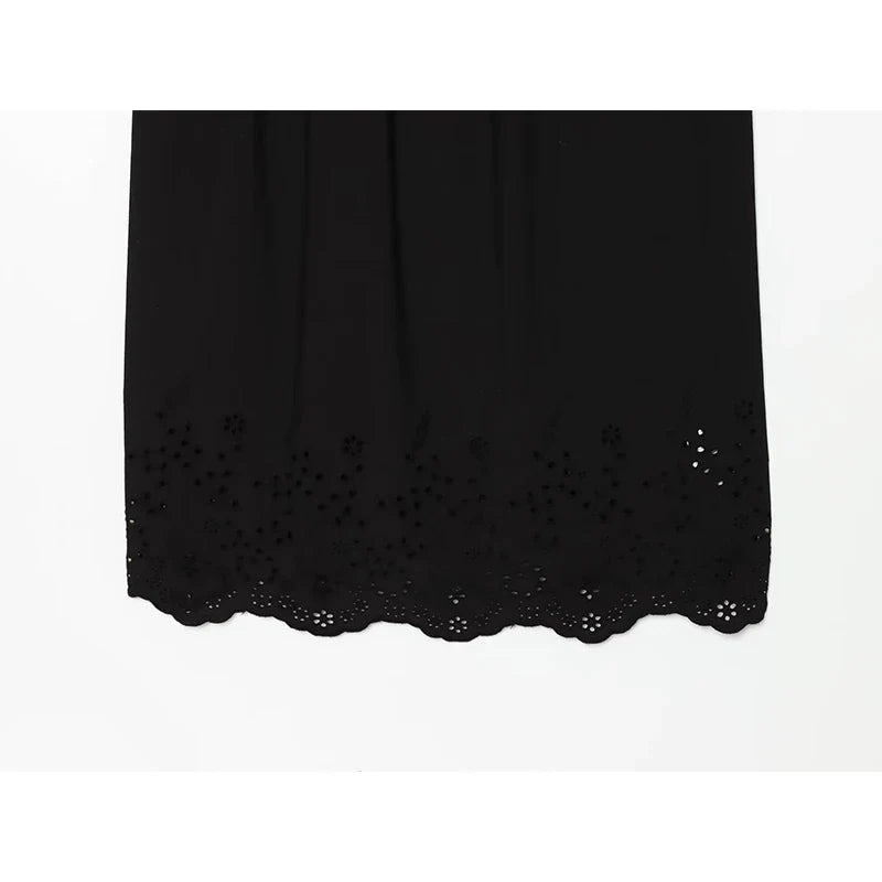 Hollow Out Embroidery Midi Dresses