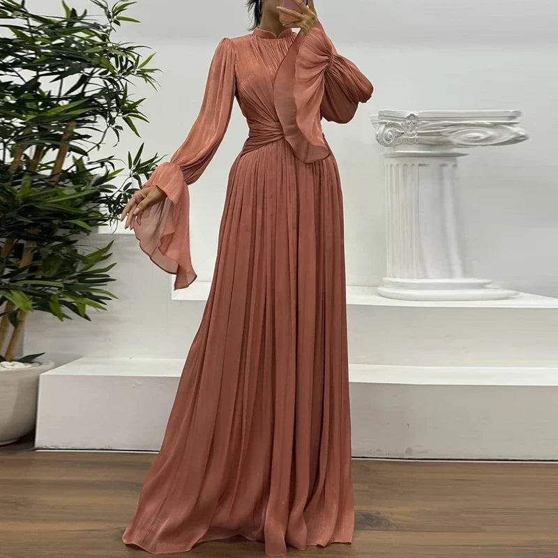 Lady Autumn Flare Sleeve High Waist Dresses