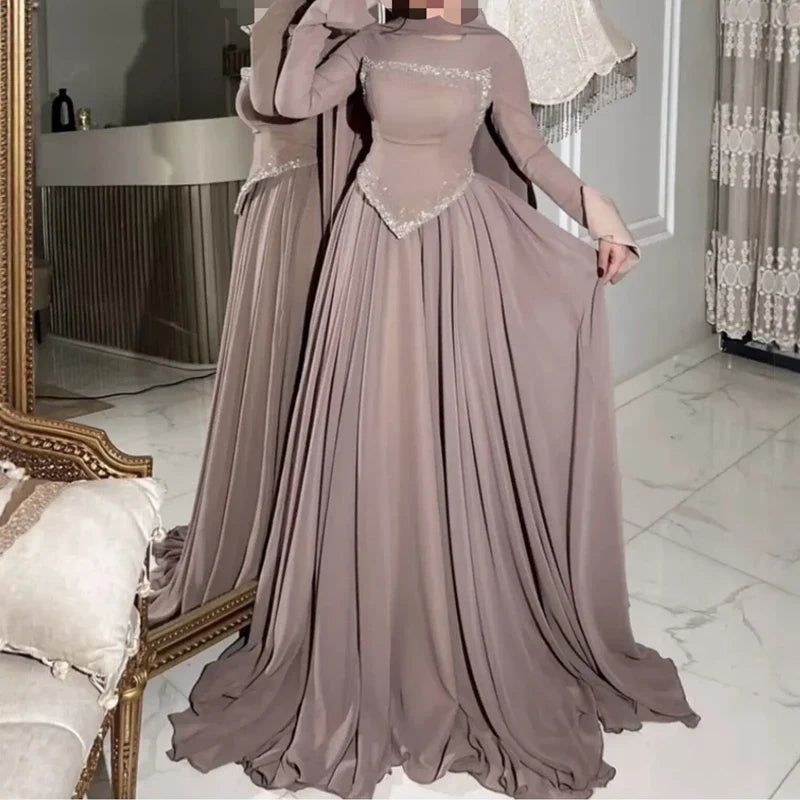 Middle Eastern Casual Long Sleeve Swing Dresses