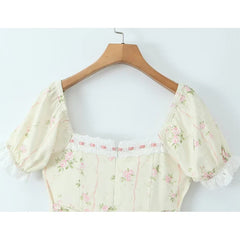 Front Lace Up Floral Print Summer Boho Dresses