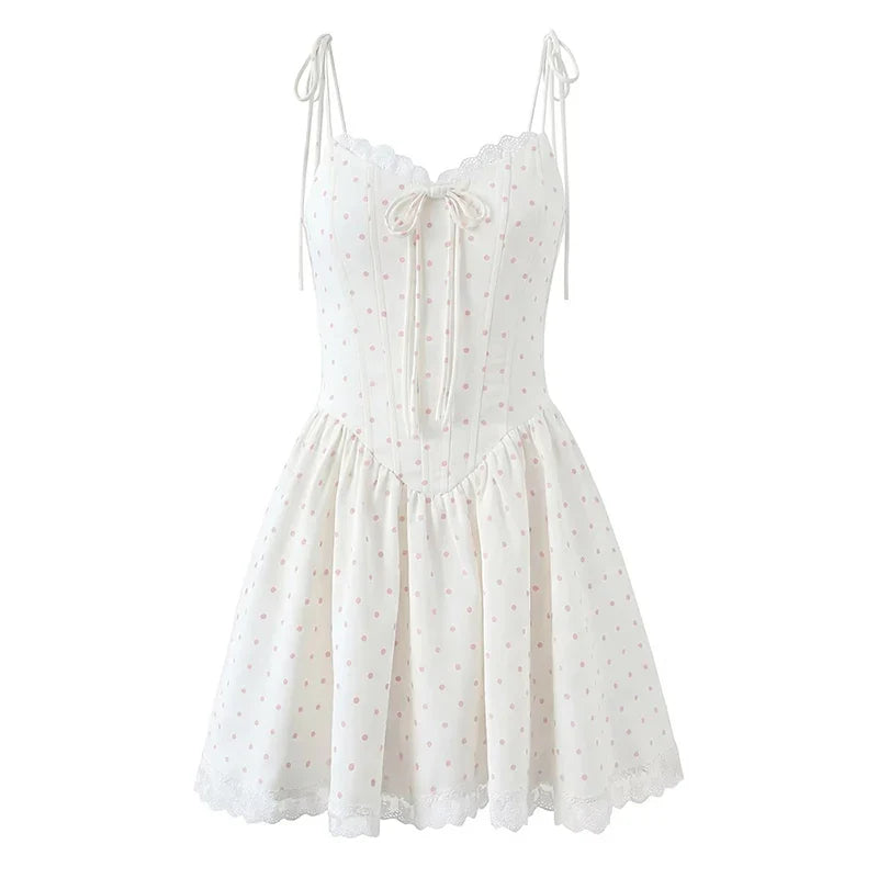 French Retro Temperament Polka Dot Camisole Dresses