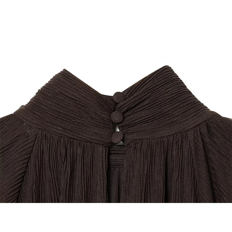Long Sleeve High Neck Short Spring Dresses Female Casual Vestidos