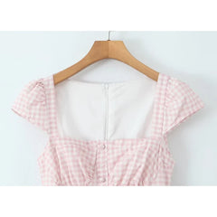 Gentle Elegant Light Pink Plaid Dresses