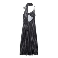 Sexy Backless With Scarf Polka Dot Camisole Dresses