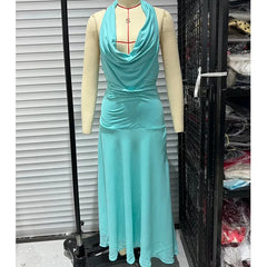 Sexy Backless Draped Halter Maxi Dresses
