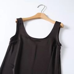 Lace Trim Brown Short Tank Dresses