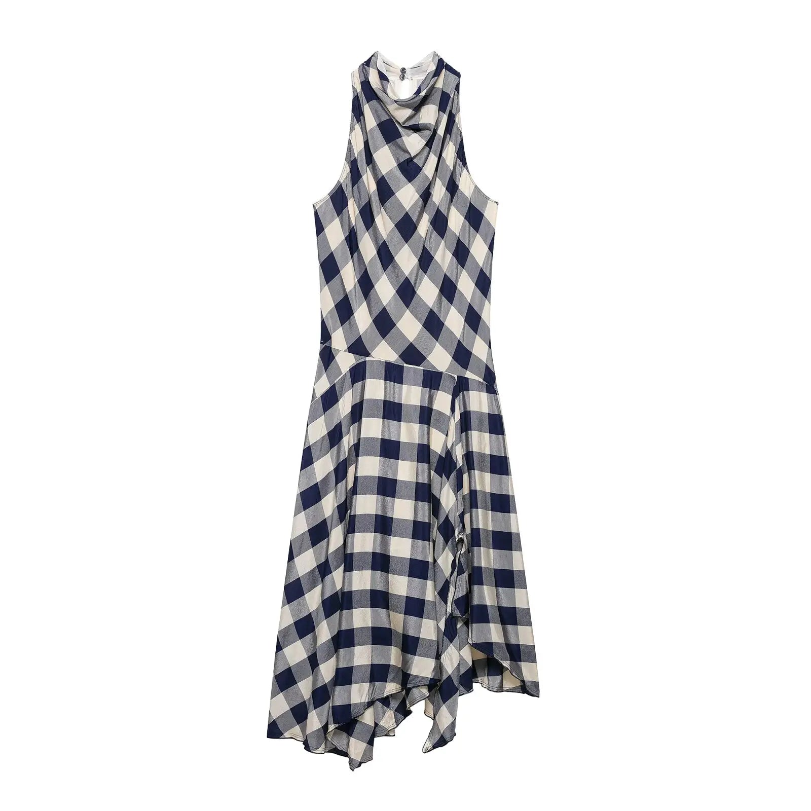 Vintage Plaid Halter Midi Dresses