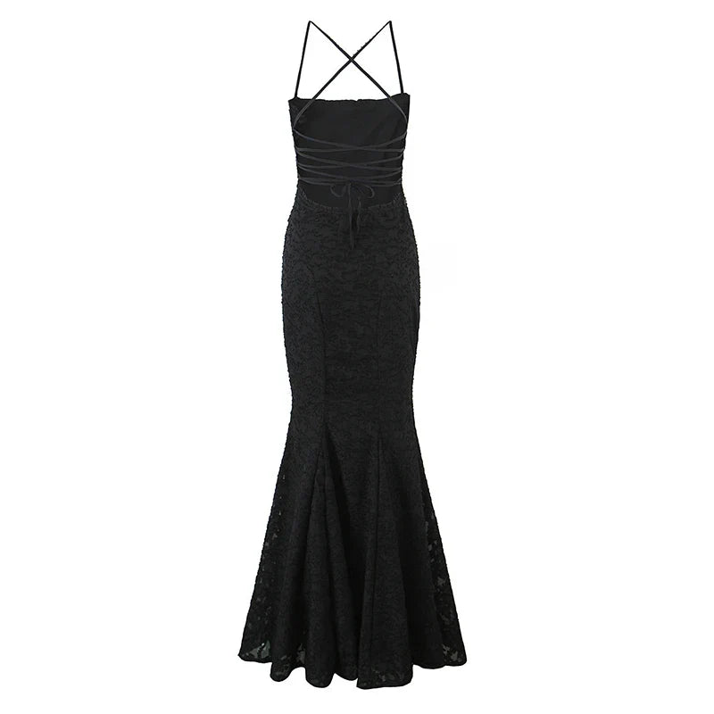 Sexy Black White Elegant Sling Fishtail Dresses