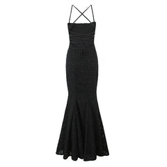 Sexy Black White Elegant Sling Fishtail Dresses