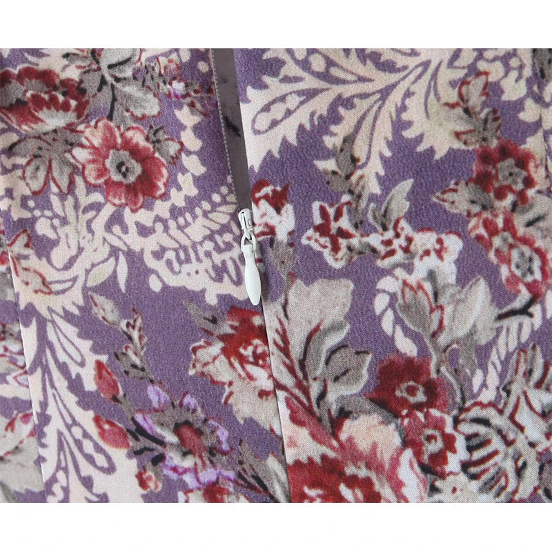 Purple Floral Print Big Swing Sling Boho Dresses