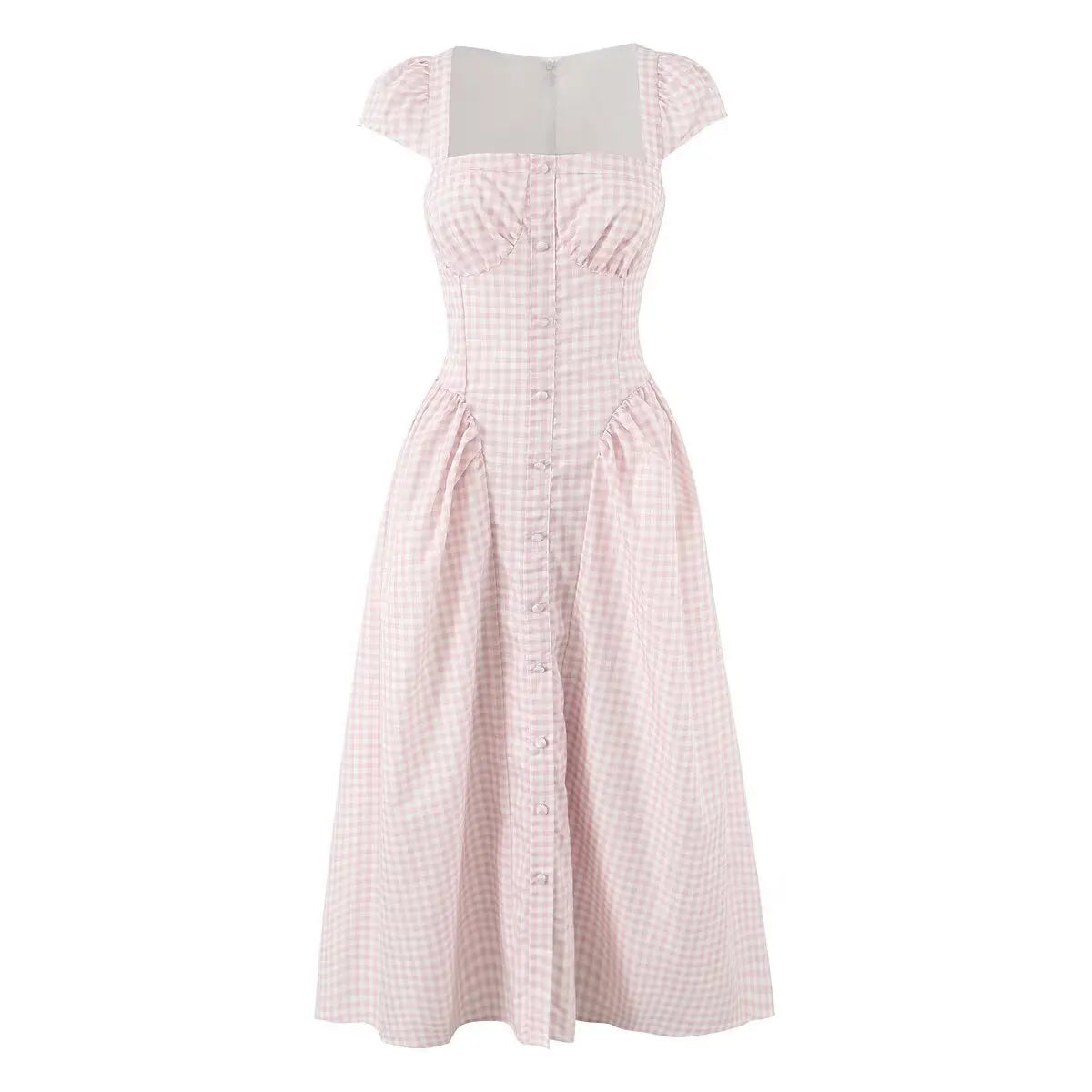 Gentle Elegant Light Pink Plaid Dresses