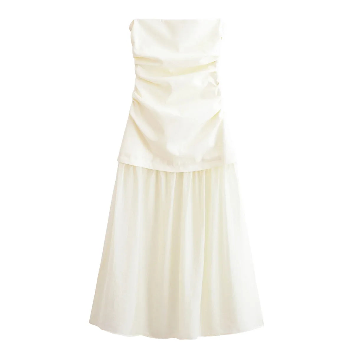 High Street Patchwork Strapless Midi Dresses