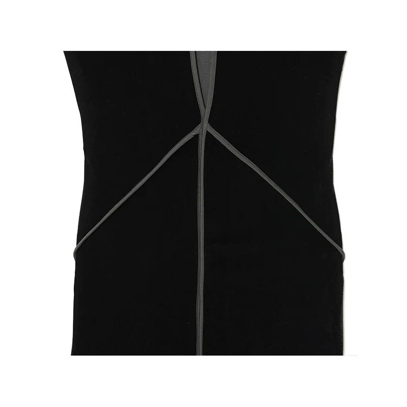 Spaghetti Straps V Neck Midi Black Velvet Dresses Female Sexy Vestidos
