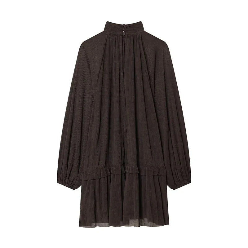Long Sleeve High Neck Short Spring Dresses Female Casual Vestidos