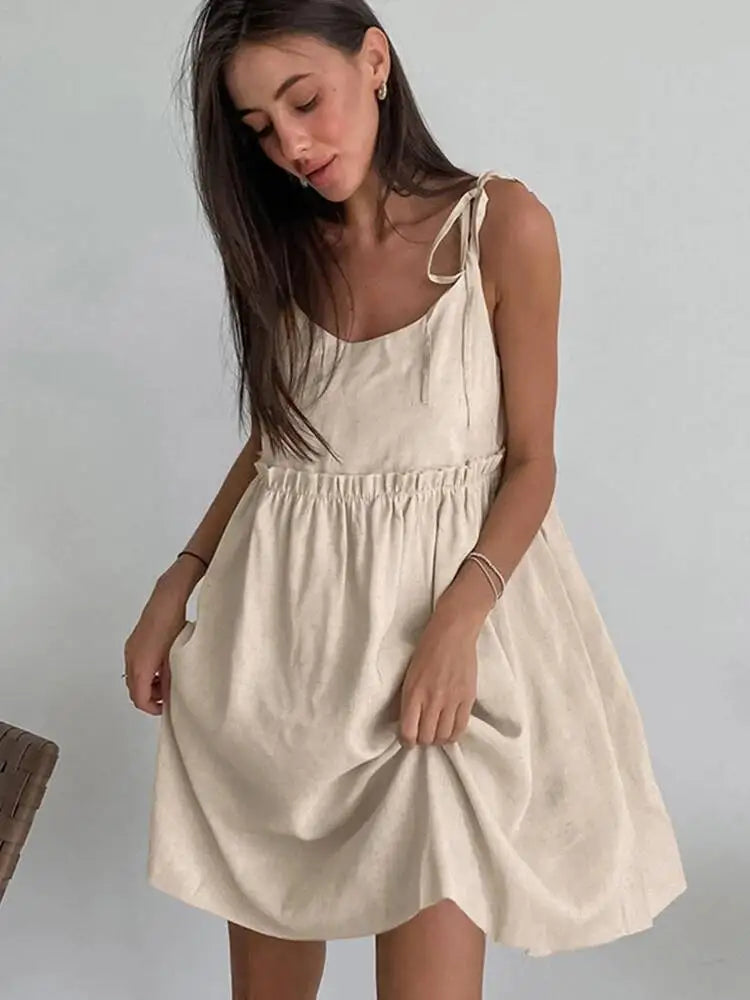 Sleeveless Bandage Patchwork Dresses