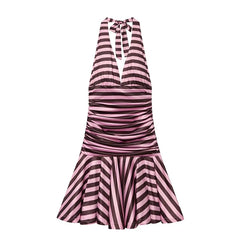Striped Halter Mini Dresses