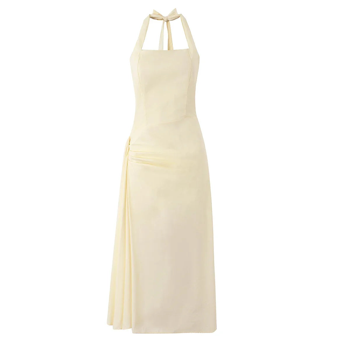 Yellow Halter Midi Dresses