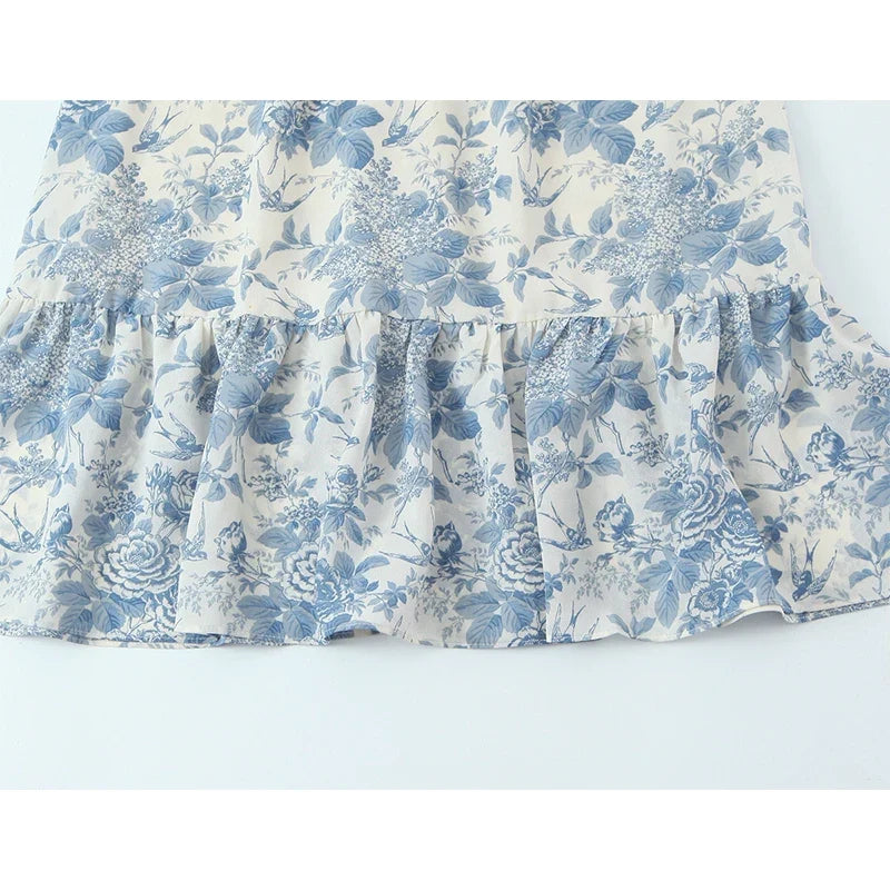 Summer Sexy Sling Floral Print Casual Holiday Dresses Chic Lady A-line Midi Big Swing Vestidos