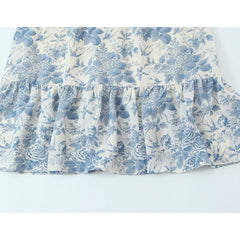 Summer Sexy Sling Floral Print Casual Holiday Dresses Chic Lady A-line Midi Big Swing Vestidos
