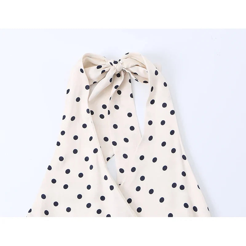 Polka Dot Halter Neck Mini Dresses