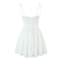 Sexy Elegant Hollow Out Embroidery Yellow Sling Mini Dresses