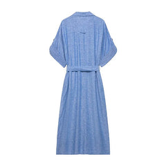 Light Blue Shirt Midi Dresses