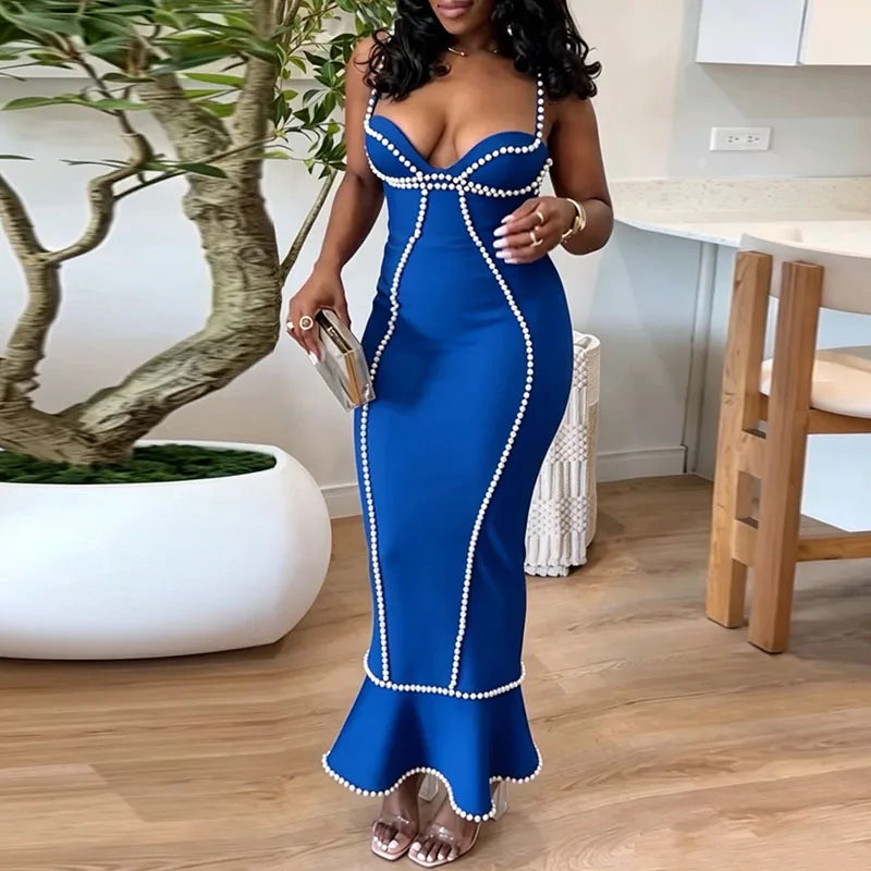Lady Elegant Sleeveless Wrap Hip Mermaid Dresses